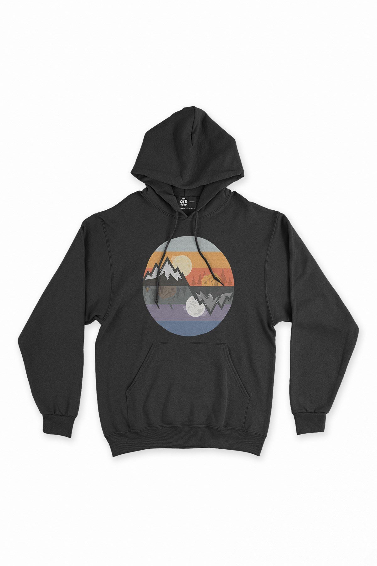 Camp Day And Night Siyah Kapşonlu Sweatshirt Hoodie