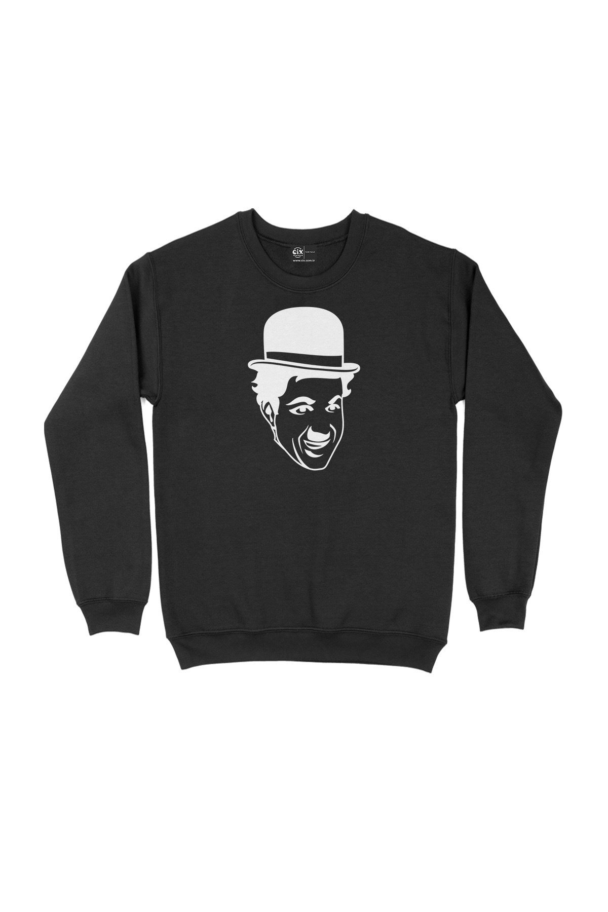 Charlie Chaplin Şapkalı Siyah Sweatshirt