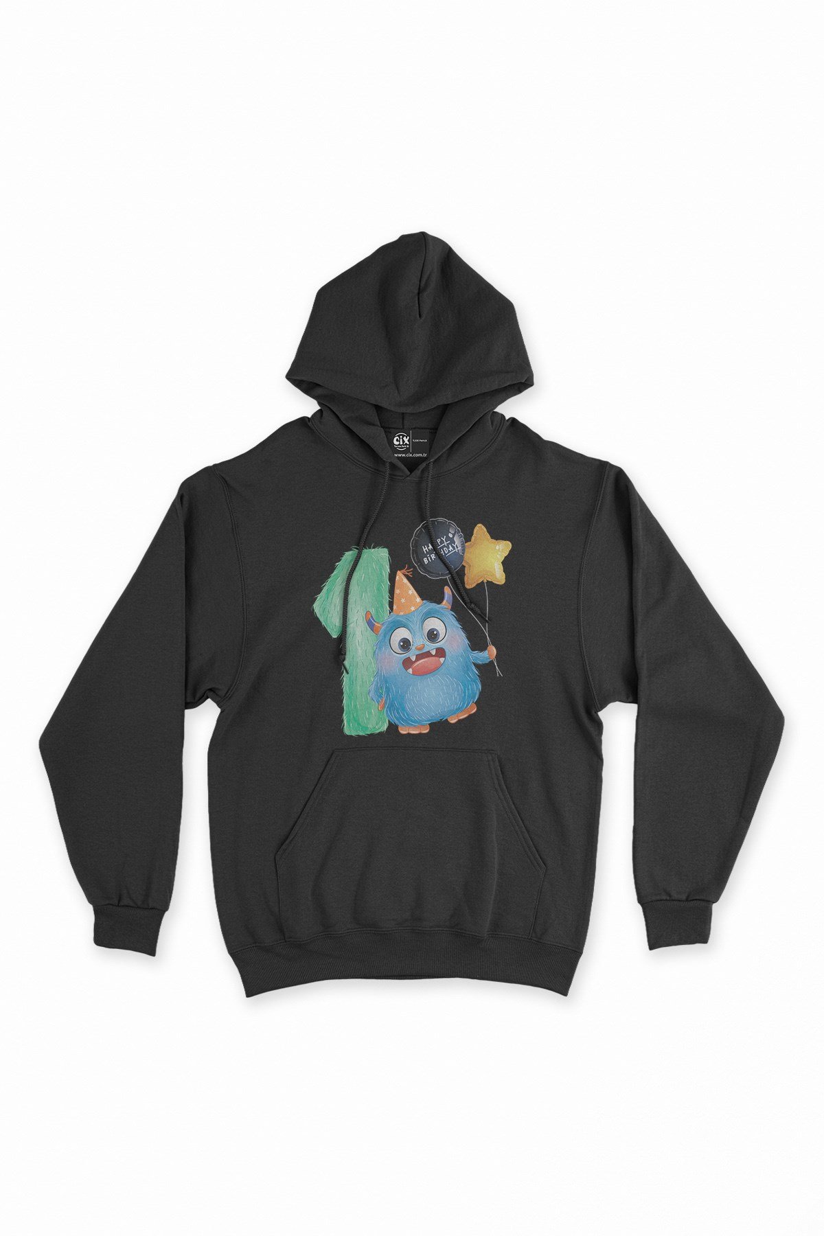 Çocuğumun 1. Yaşına Özel Siyah Kapşonlu Sweatshirt Hoodie