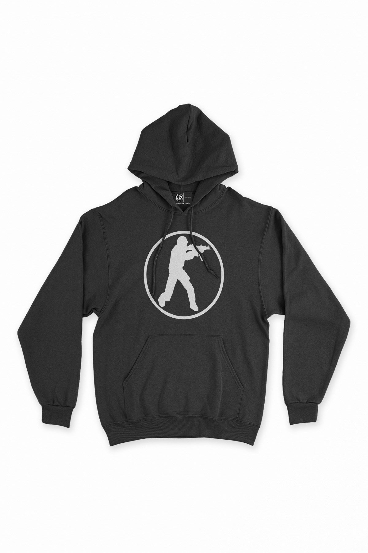Counter Strike Logolu Siyah Kapşonlu Sweatshirt Hoodie