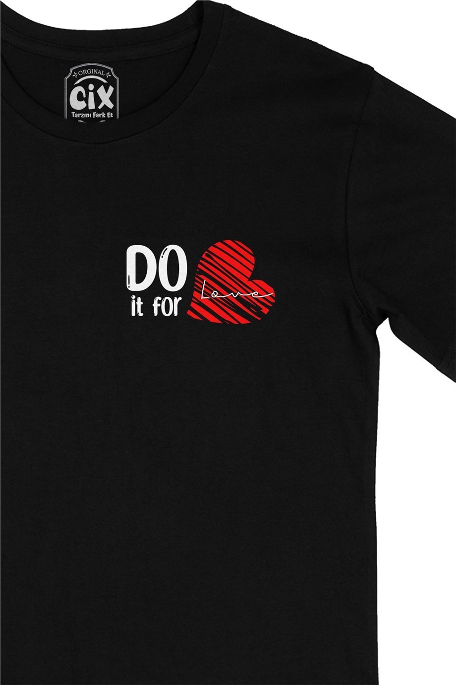 Do It For Love Cep Logo Tasarımlı Siyah Tişört