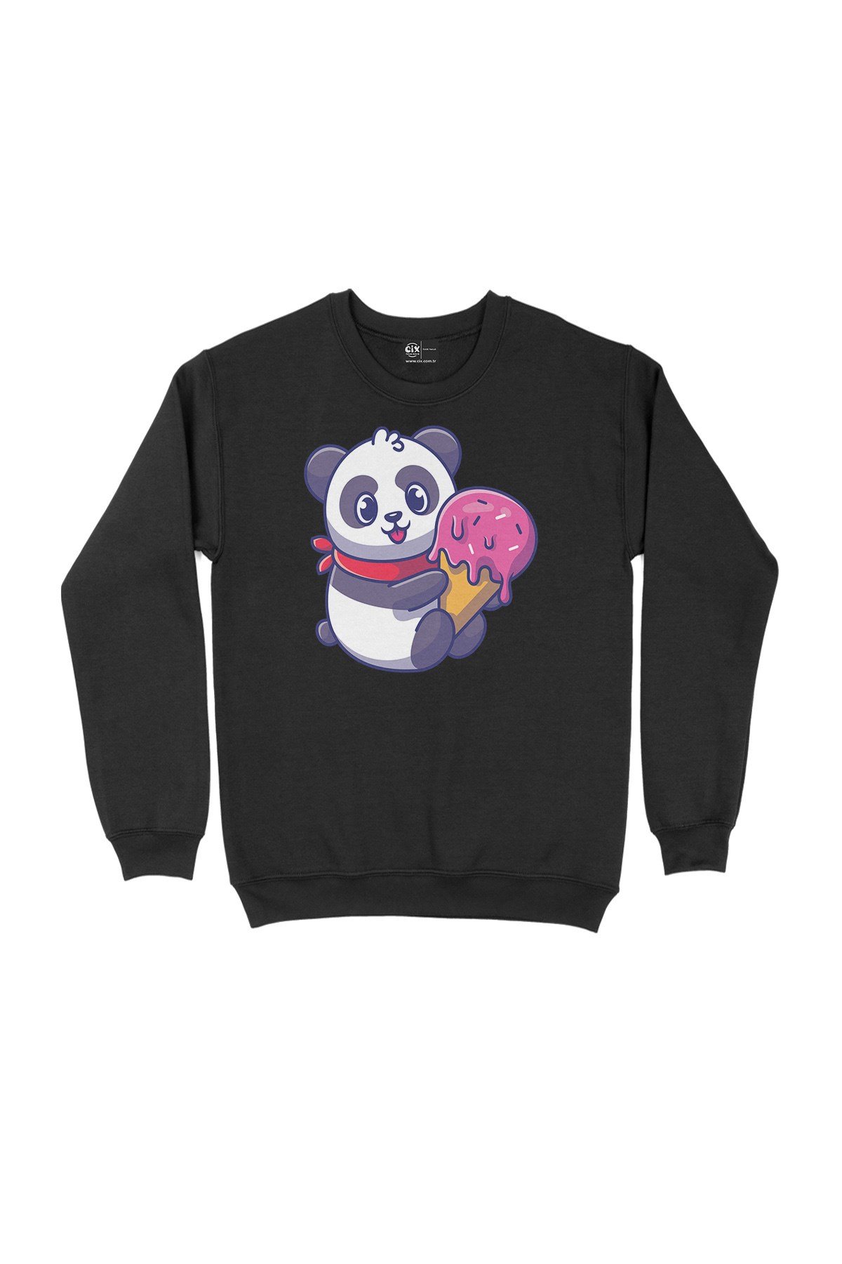 Dondurmalı Panda Siyah Sweatshirt