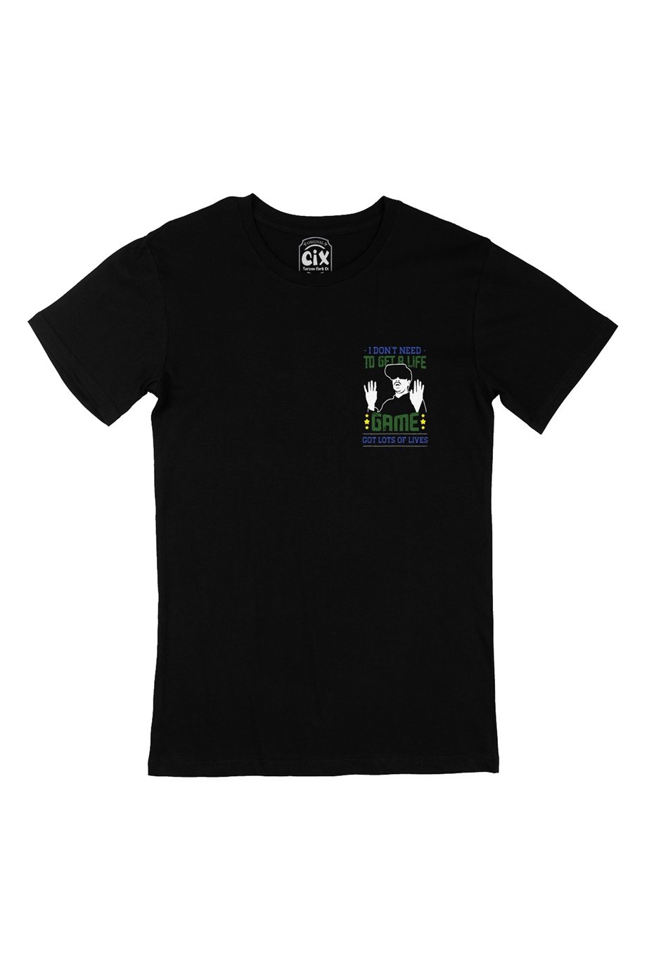 Dont Need Life Cep Logo Tasarımlı Siyah Tişört