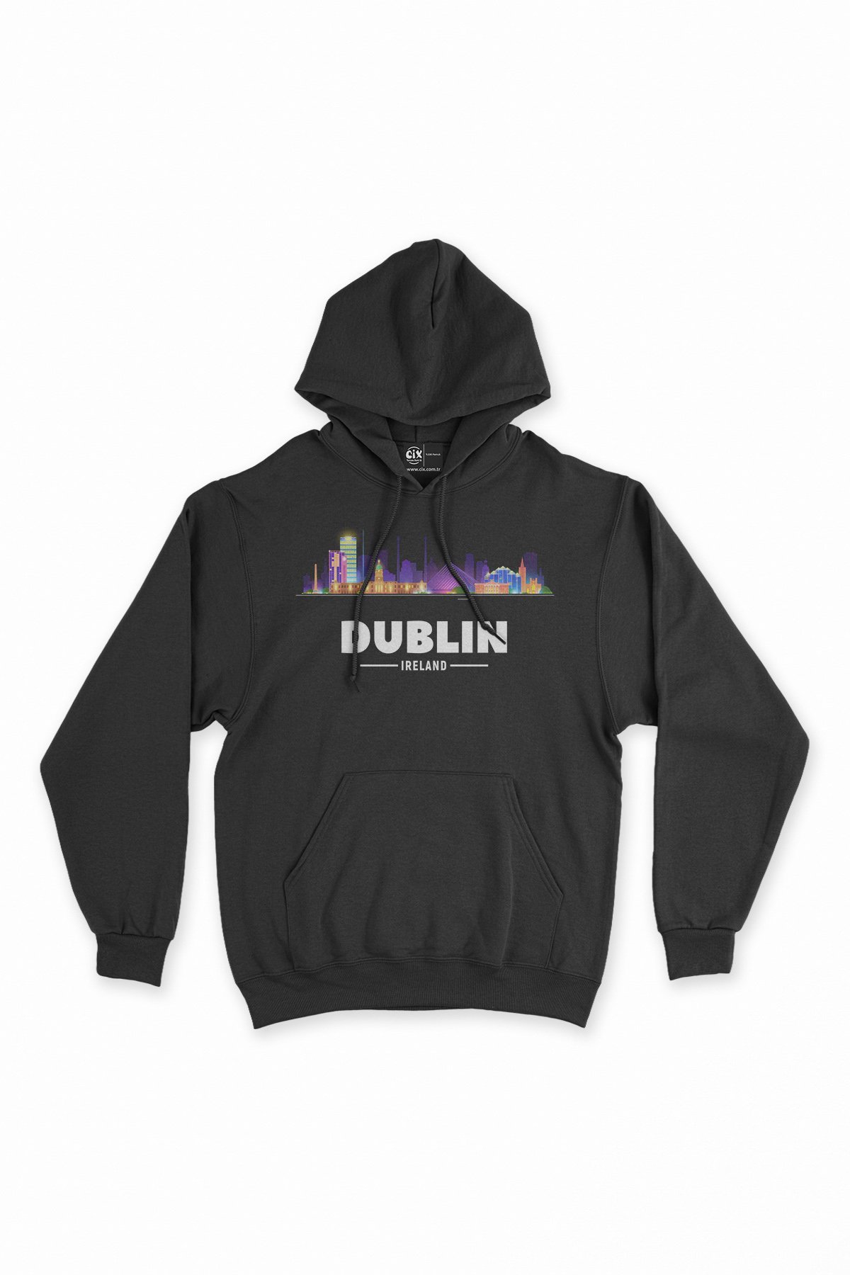 Dublin İrlanda Manzaralı Siyah Sweatshirt Hoodie