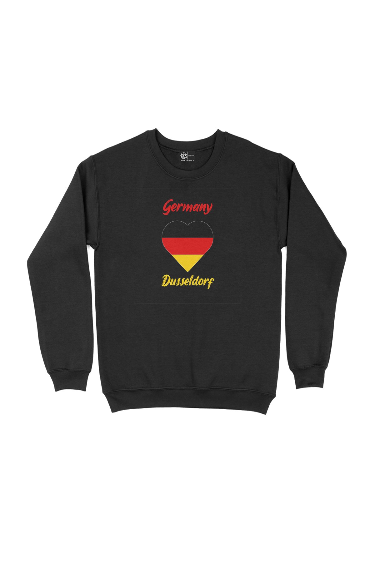 Dusseldorf Almanya  Bayraklı Kalpli Siyah Sweatshirt