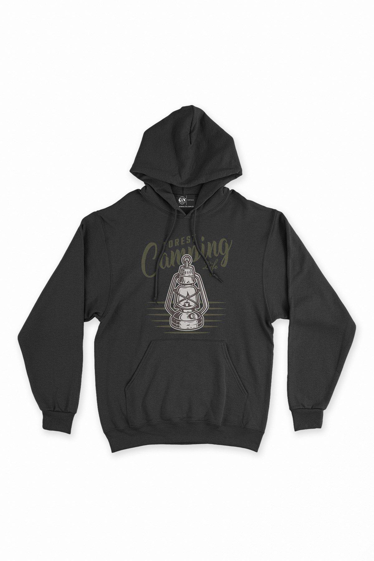 Forest Camping Life Siyah Kapşonlu Sweatshirt Hoodie