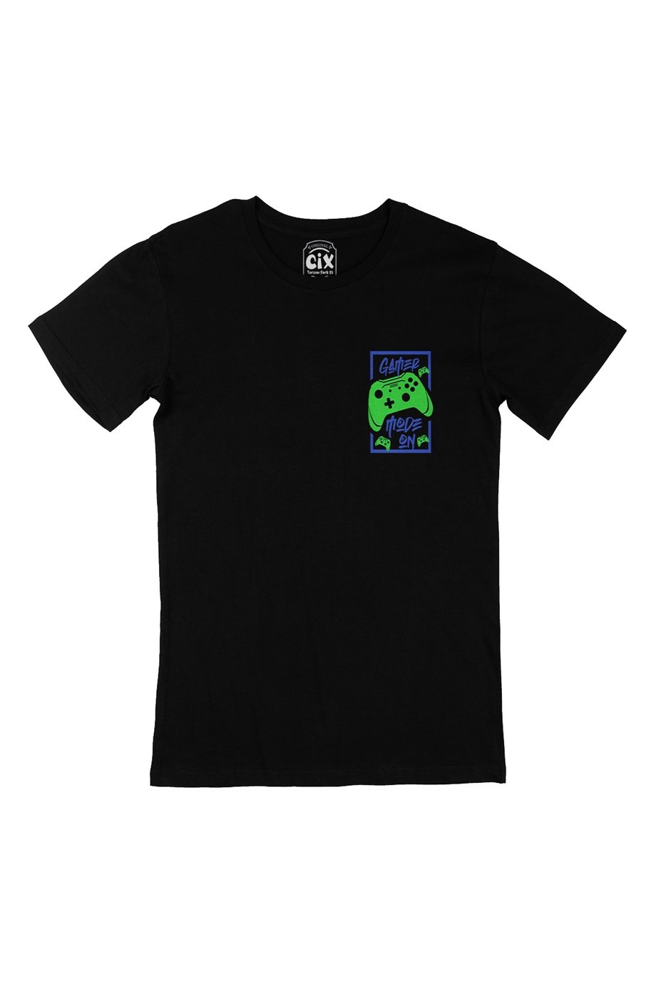 Gamer Mode On Cep Logo Tasarımlı Siyah Tişört