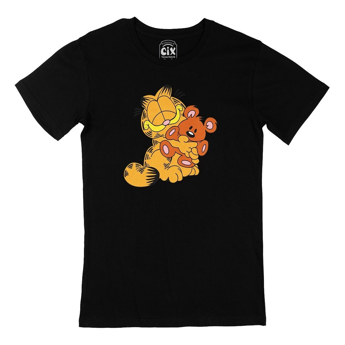 Garfield ve Ayıcık Siyah Tişört
