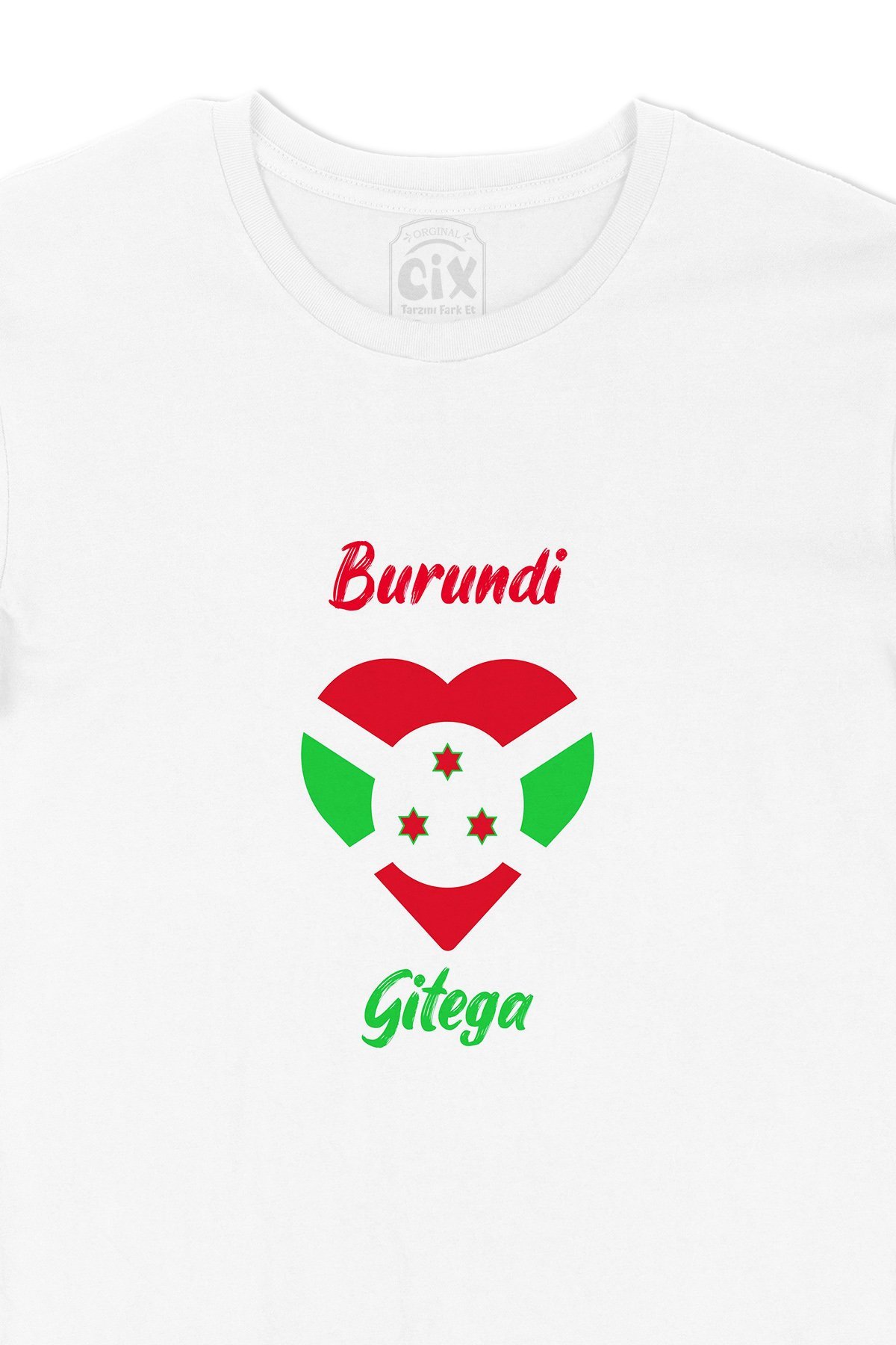 Gitega Burundi Bayraklı Kalpli Tişört
