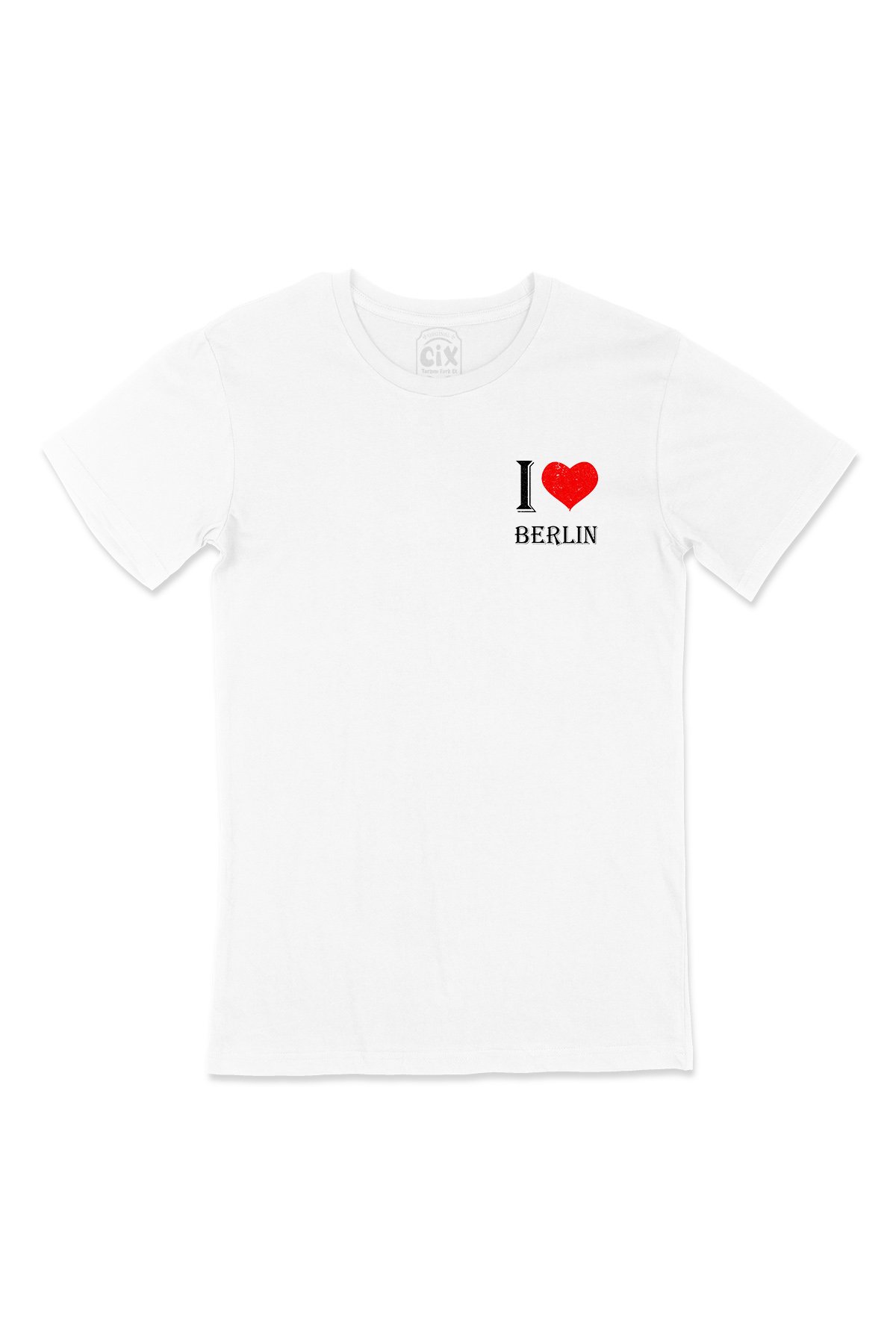 I Love Berlin Cep Logo Tasarımlı Beyaz Tişört