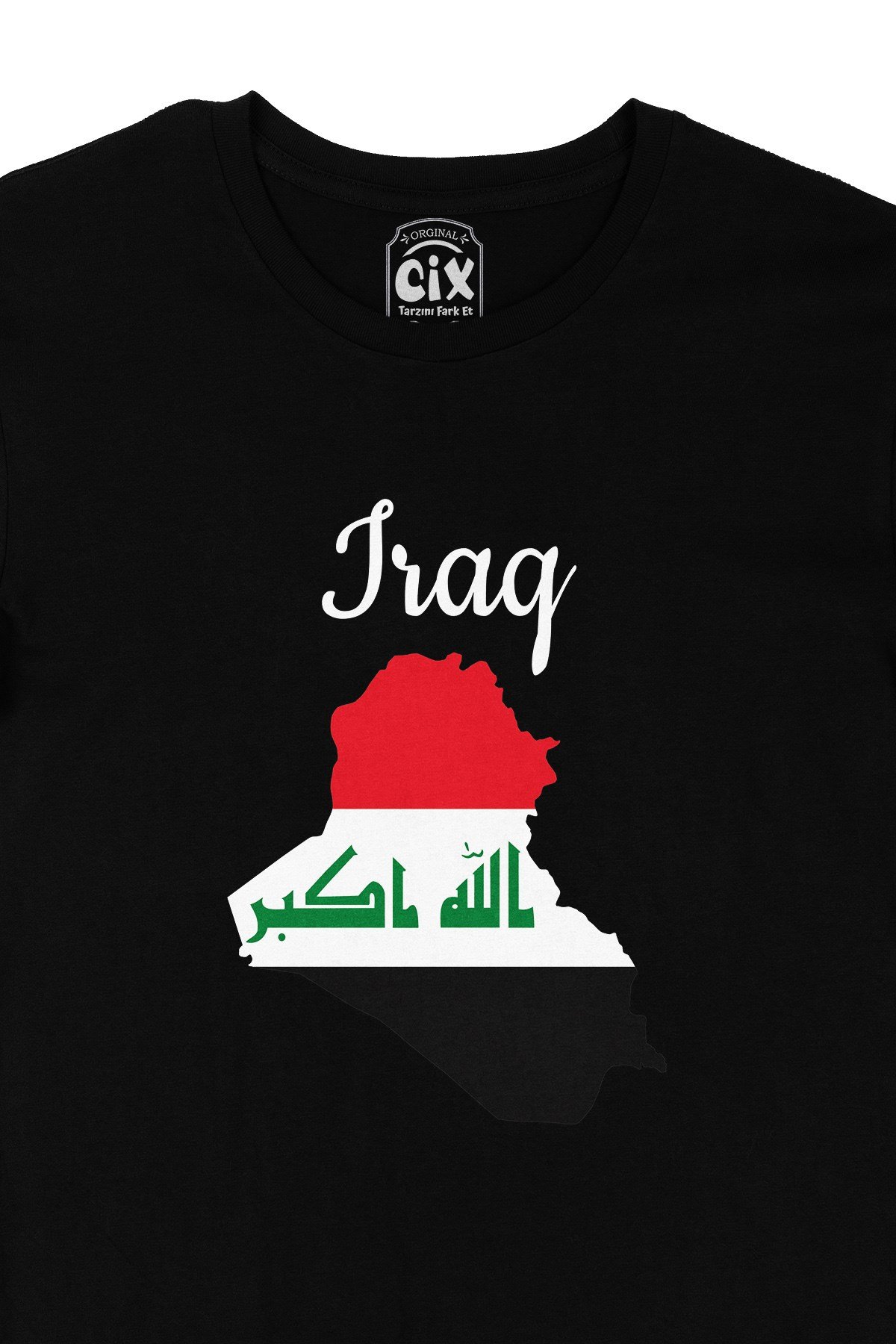 Irak Haritalı ve Bayraklı Siyah Tişört