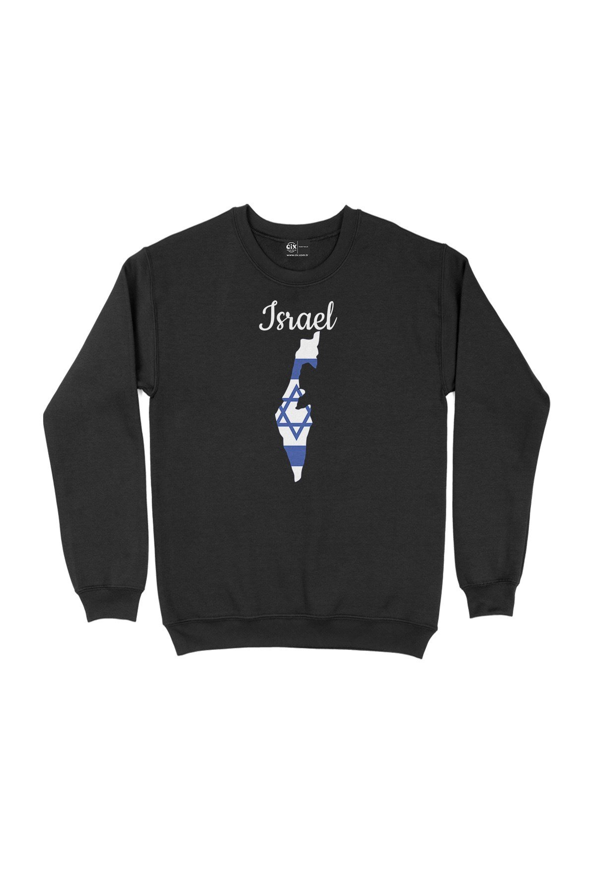 İsrail Haritalı ve Bayraklı Siyah Sweatshirt