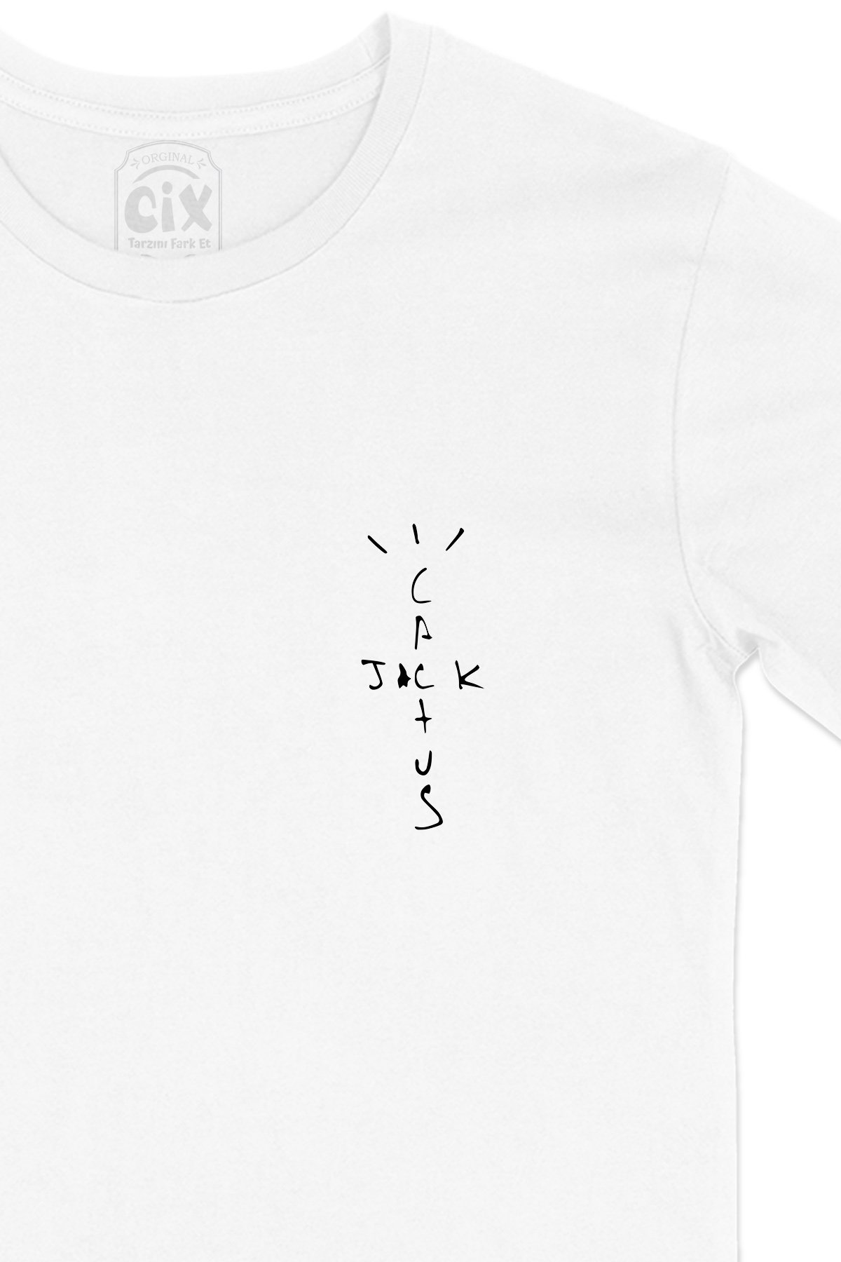 Jack Cactus Cep Logo Tasarımlı Beyaz Tişört