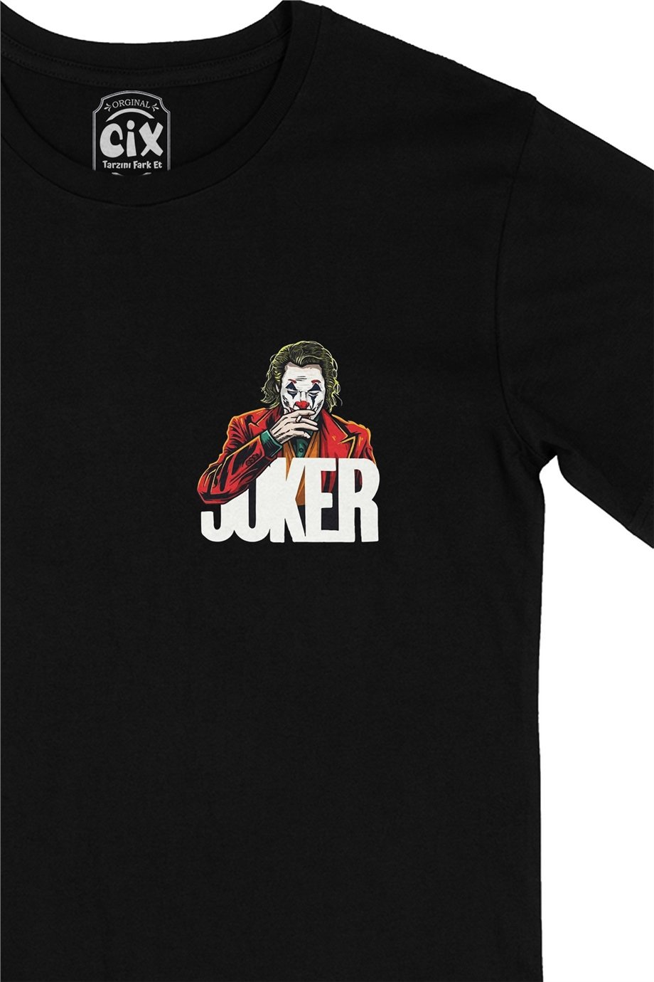 Joker Cep Logo Tasarımlı Siyah Tişört
