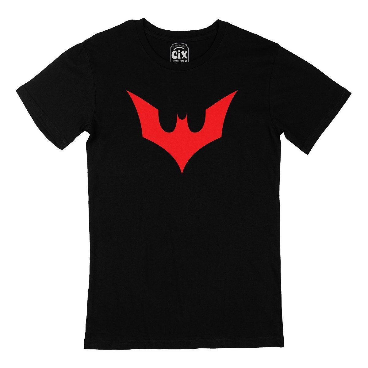 Kırmızı Batman Logolu Siyah Tişört