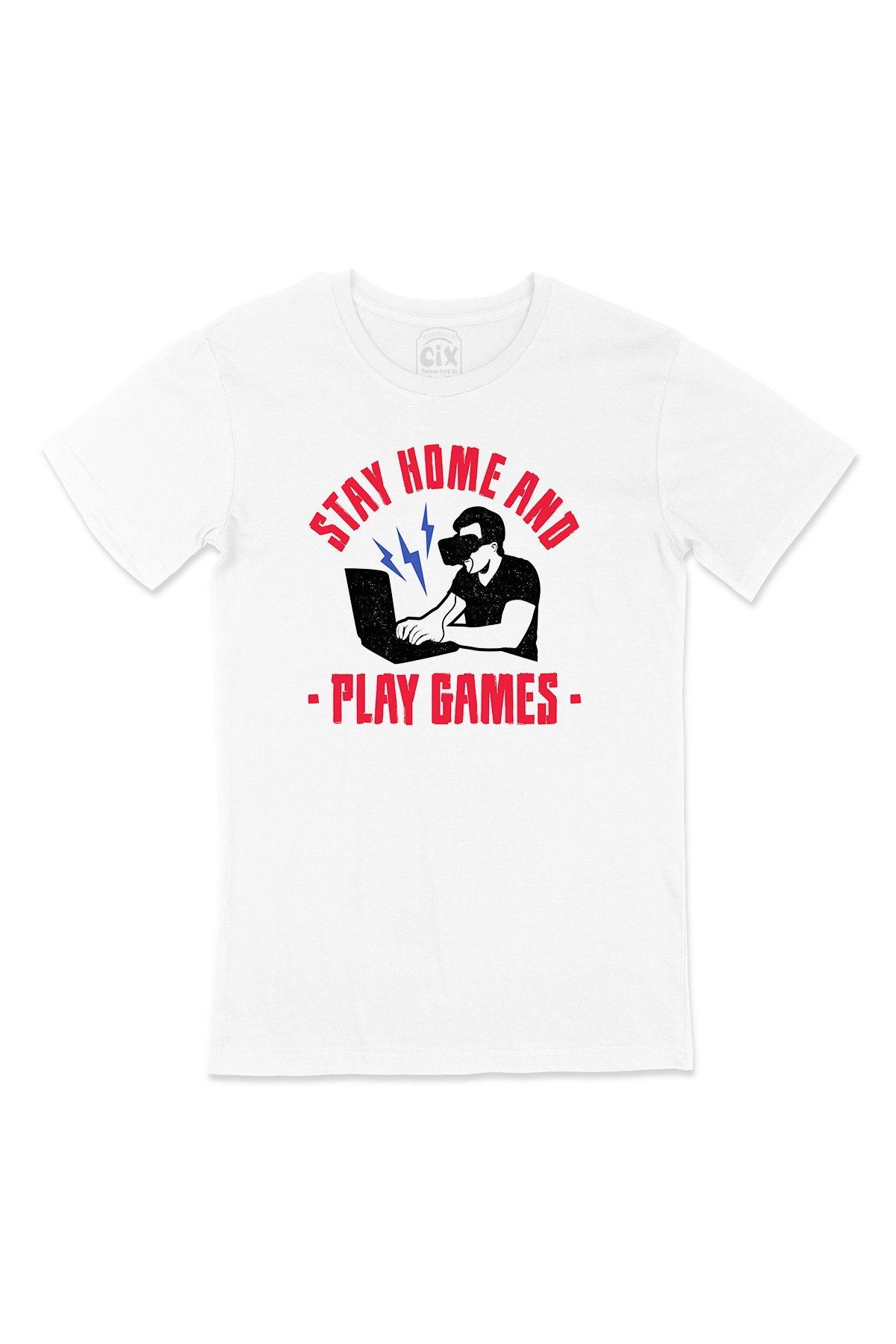 Kırmızı Stay Home Play Game Tişört