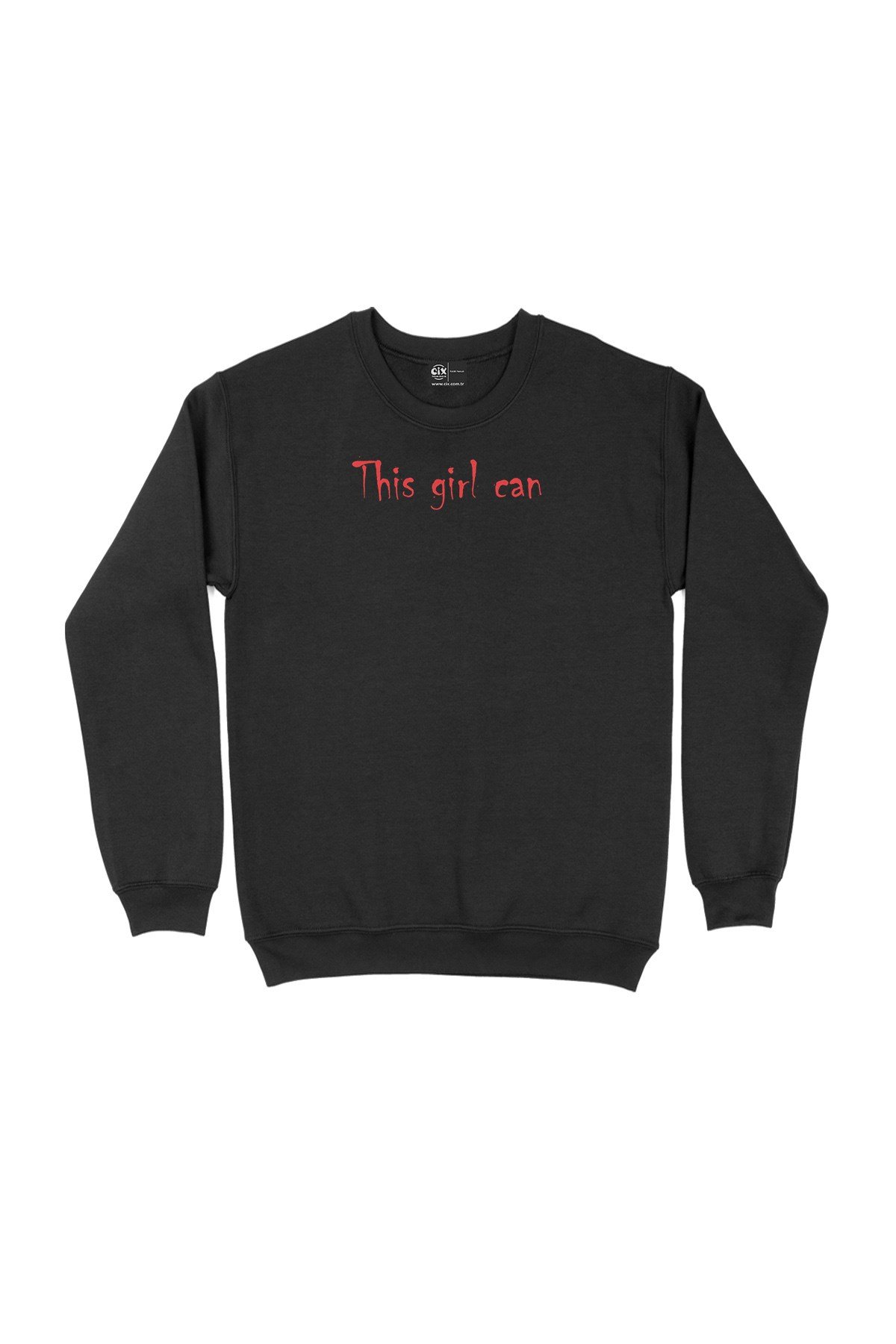 Kırmızı This Girl Can Yazılı Siyah Sweatshirt