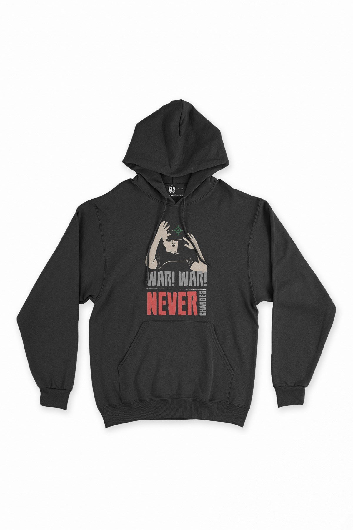 Kırmızı WarNever Changes Siyah Kapşonlu Sweatshirt Hoodie