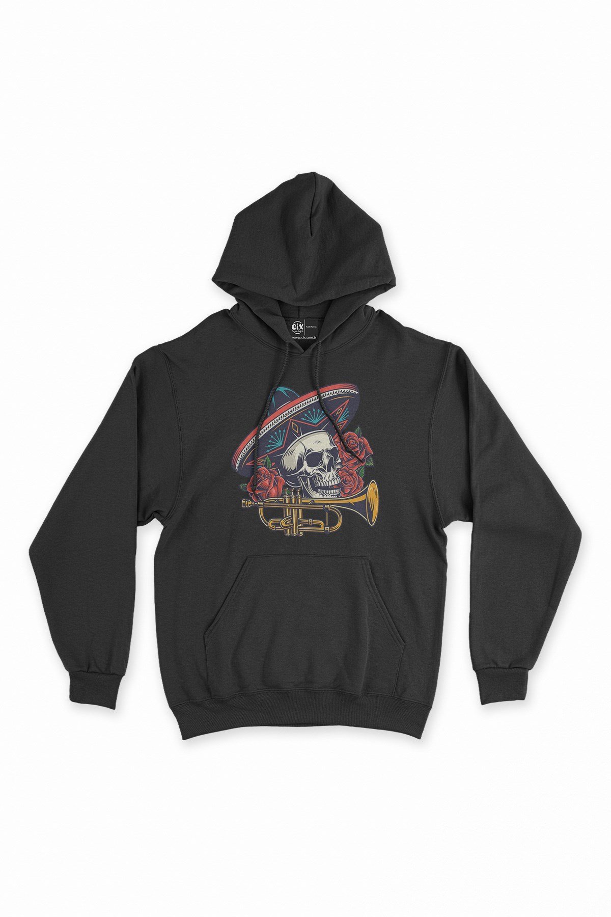 Kovboy Kuru Kafa Siyah Kapşonlu Sweatshirt Hoodie