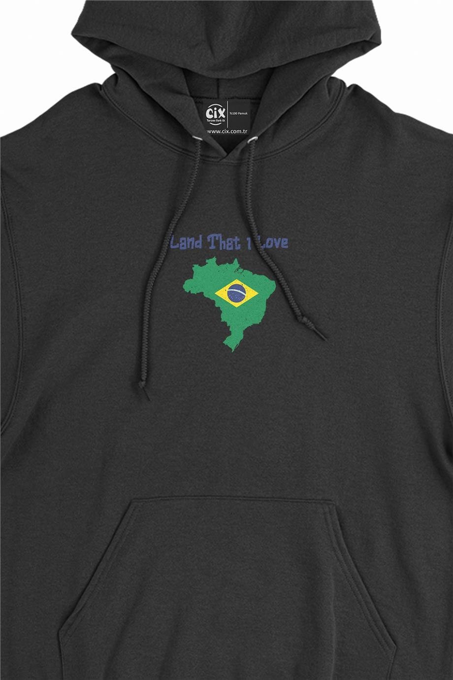 Land That I Love Brezilya Minimal Kapşonlu Sweatshirt Hoodie Land That I Love Brezilya Minimal Kapşonlu Sweatshirt Hoodie - Ücretsiz Kargo