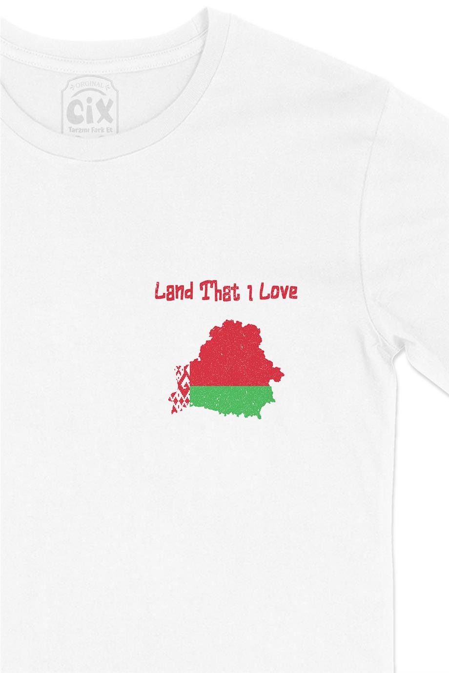 Land That I Love Bulgaristan Cep Tasarım Baskılı Beyaz Tişört