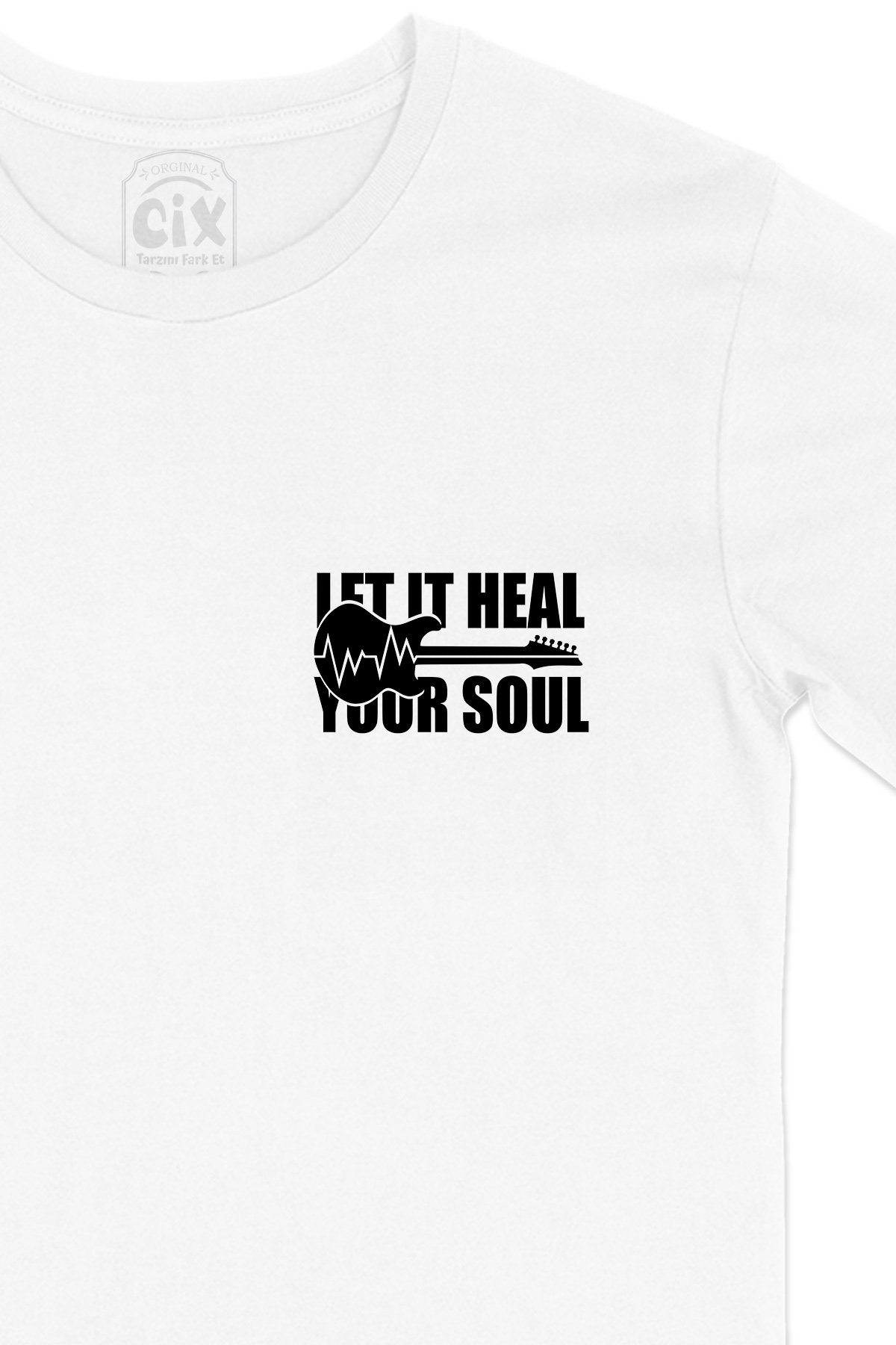 Let It Heal Your Soul Cep Logo Tasarımlı Beyaz Tişört