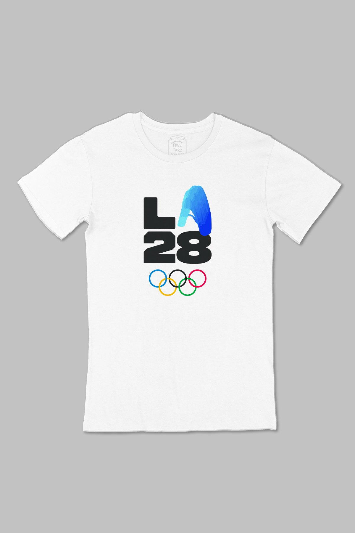 Los Angeles 2028 LA Olimpiyat Logo Büyük Baskılı Beyaz Tişört Los Angeles 2028 LA Olimpiyat Logo Büyük Baskılı Beyaz Tişört - Ücretsiz Kargo