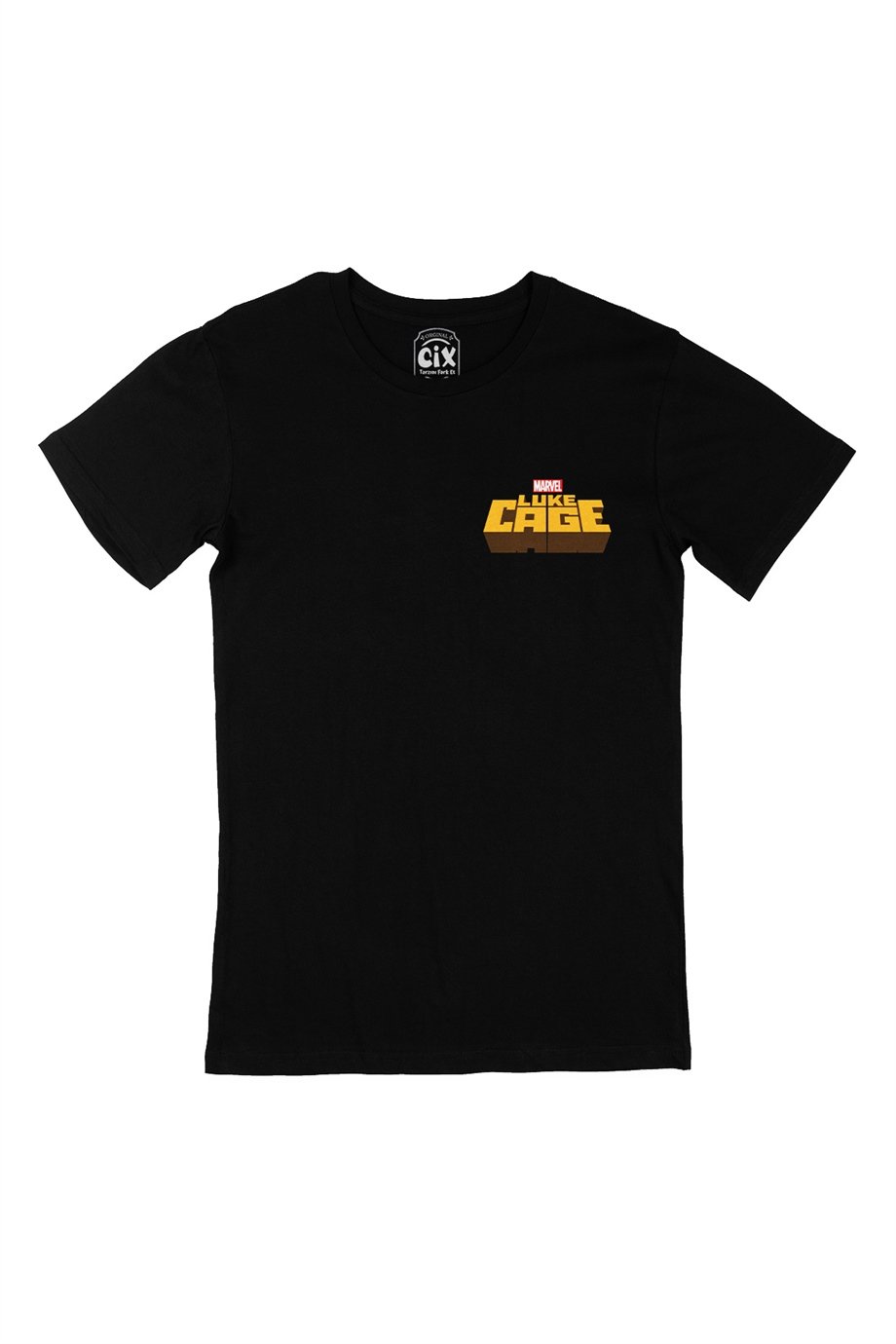 Luke Cage Cep Logo Tasarımlı Siyah Tişört