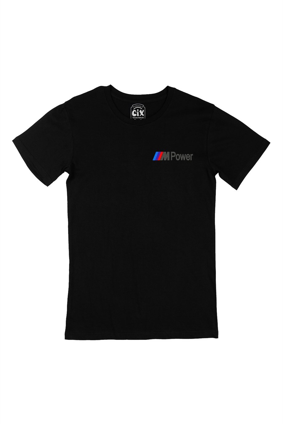 M Power Cep Logo Tasarımlı Siyah Tişört