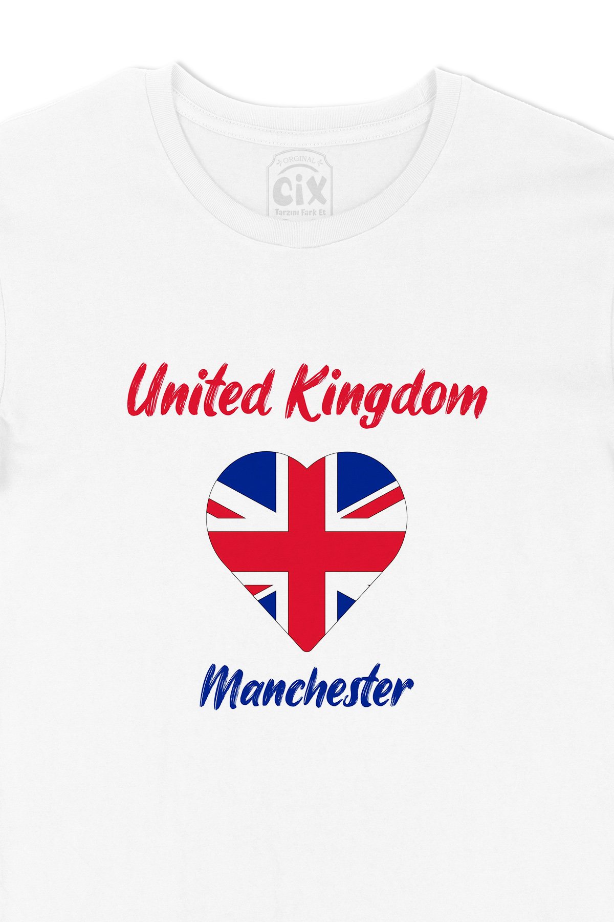 Manchester İngiltere Bayraklı Kalpli Tişört