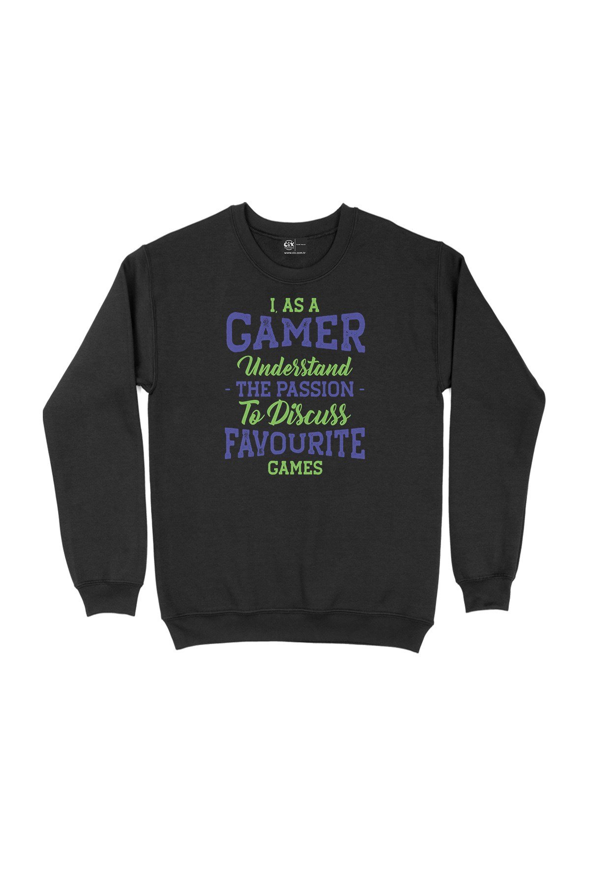 Mavi As A Gamer Siyah Sweatshirt