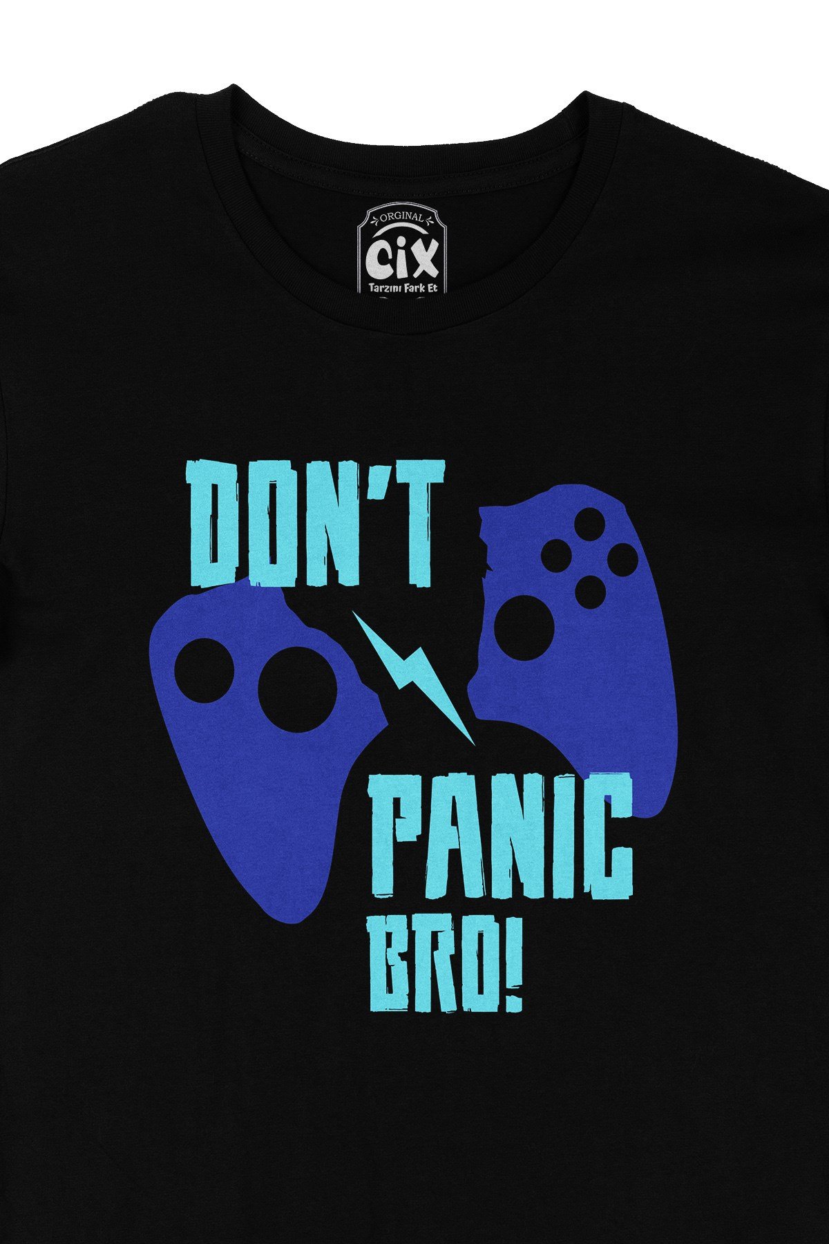 Mavi Don't Panic Bro Siyah Tişört