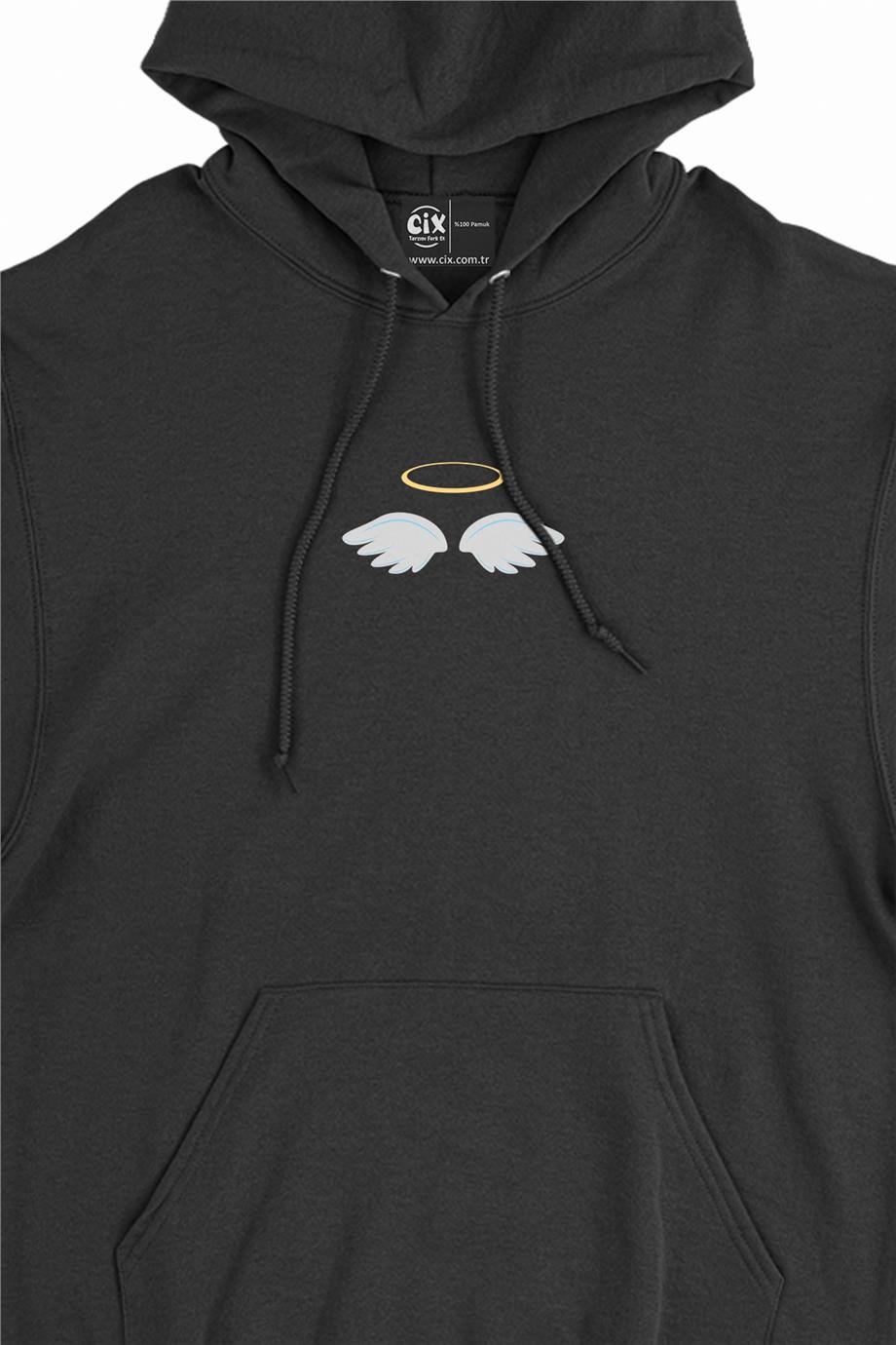 Melek Kanatlı Halka Minimal Kapşonlu Sweatshirt Hoodie Melek Kanatlı Halka Minimal Kapşonlu Sweatshirt Hoodie - Ücretsiz Kargo