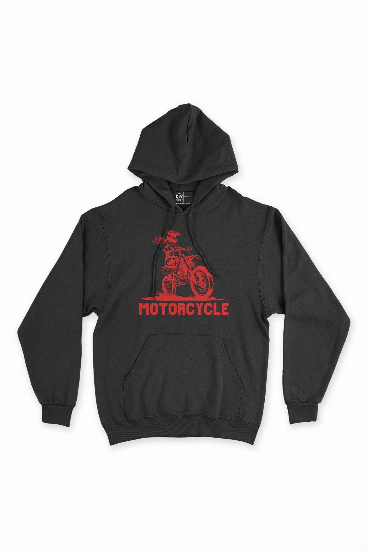 Motorcu Kız Siyah Kapşonlu Sweatshirt Hoodie