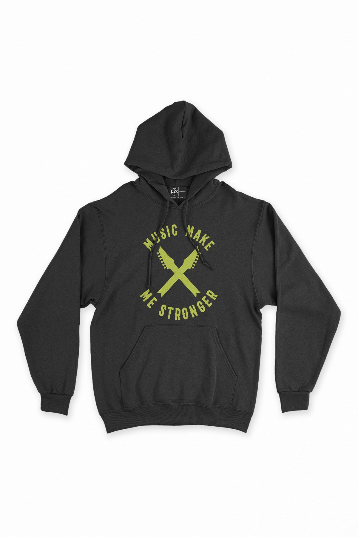 Music Make Me Stronger Siyah Kapşonlu Sweatshirt Hoodie