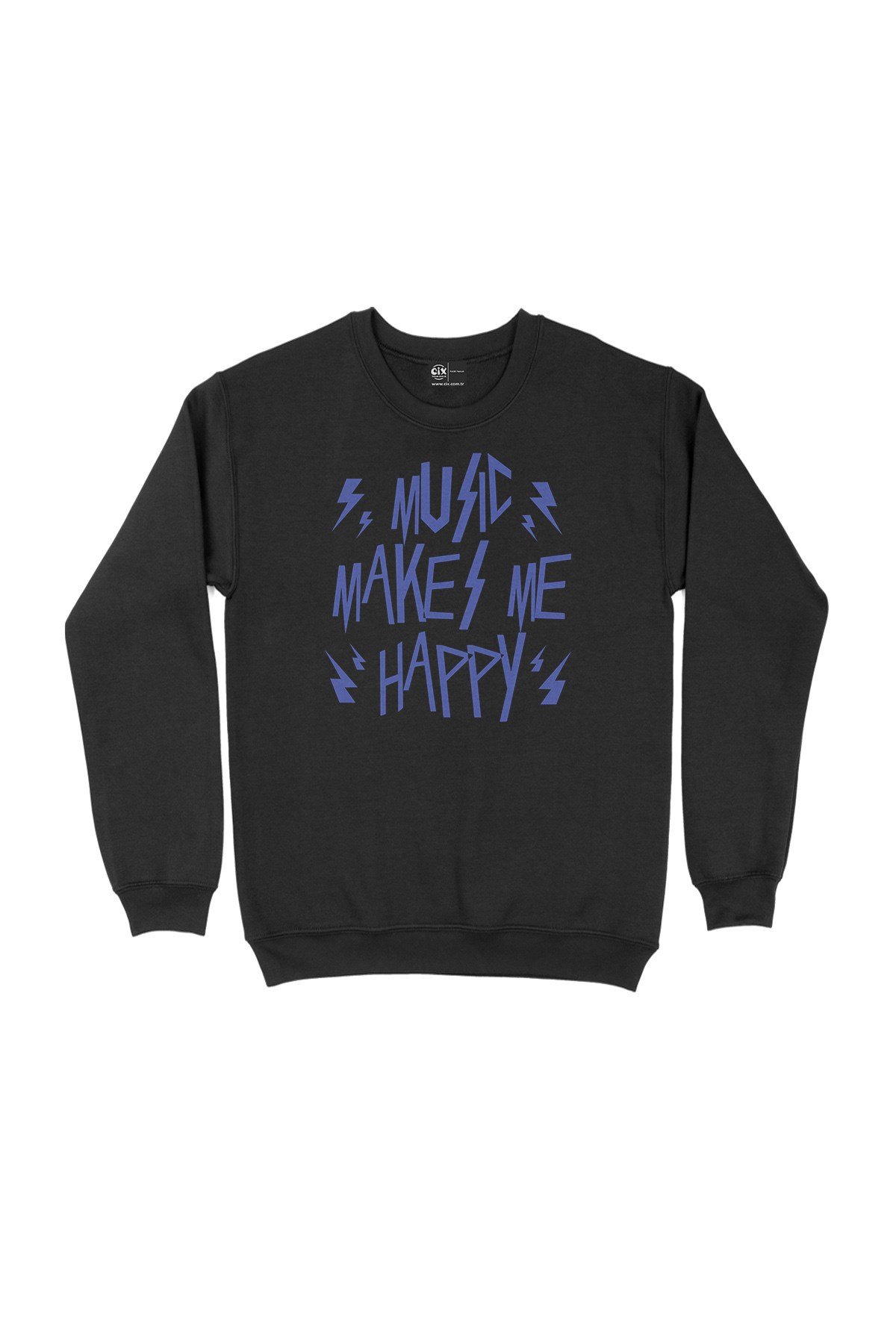 Music Makes Me Happy Siyah Sweatshirt