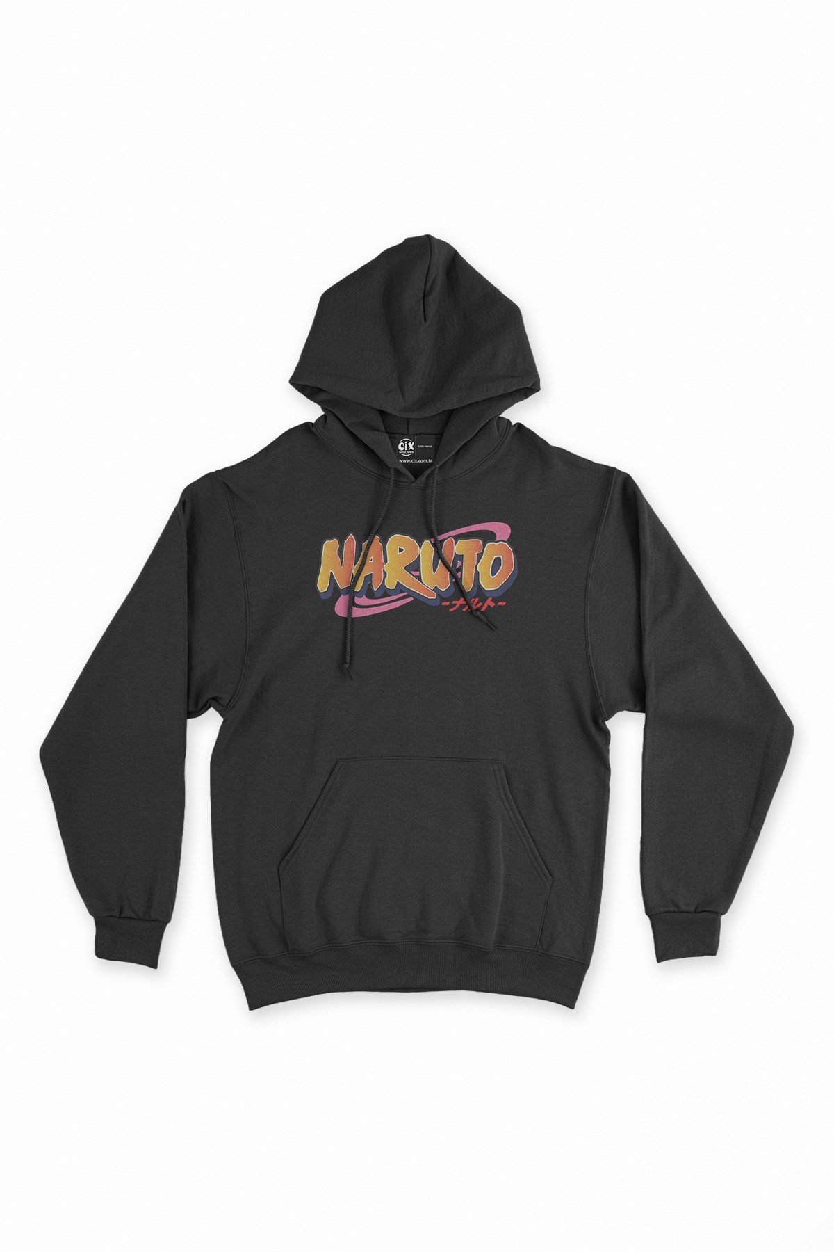 Naruto Logolu Siyah Kapşonlu Sweatshirt Hoodie