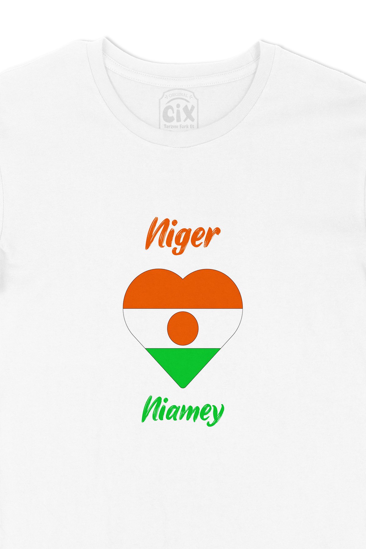 Niamey Nijer Bayraklı Kalpli Tişört