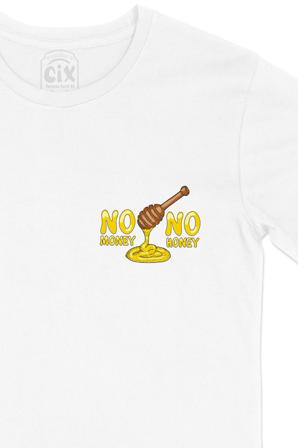 No Money No Honey Cep Logo Tasarımlı Beyaz Tişört