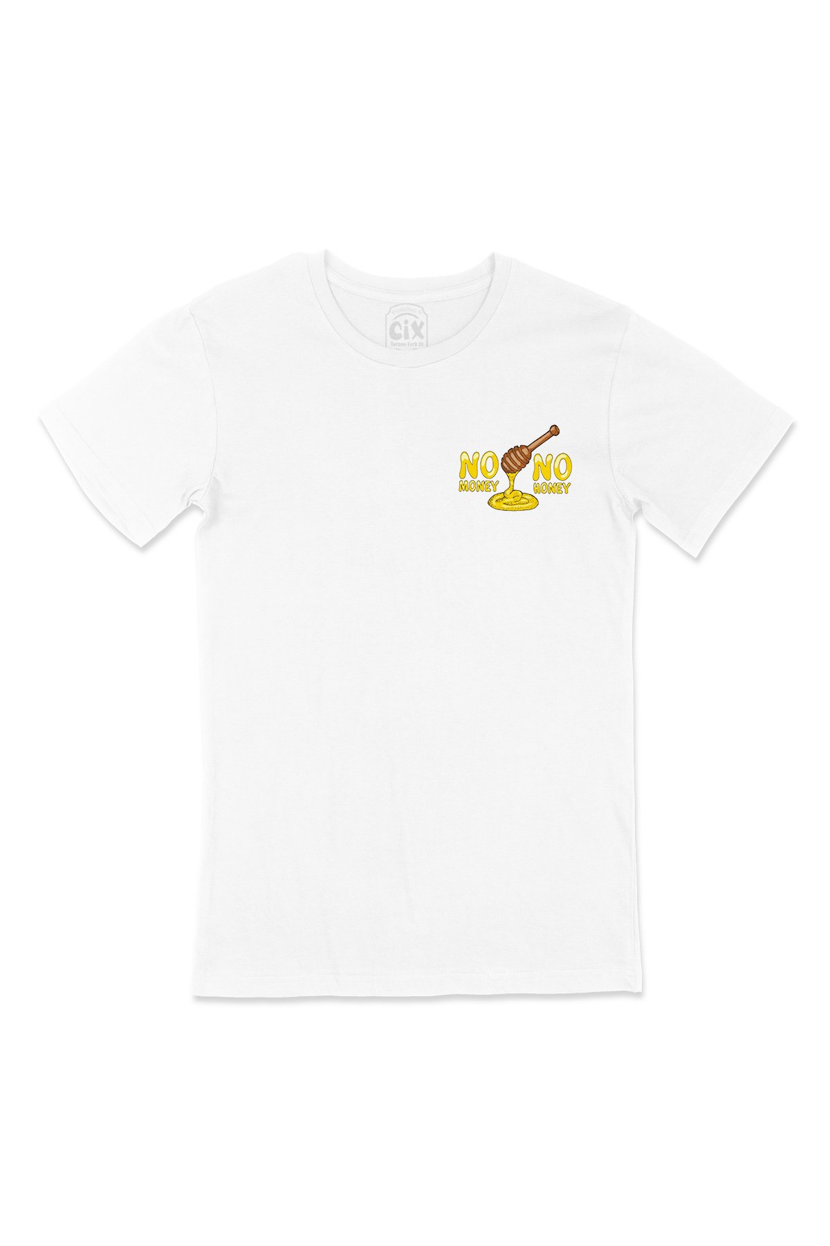 No Money No Honey Cep Logo Tasarımlı Beyaz Tişört