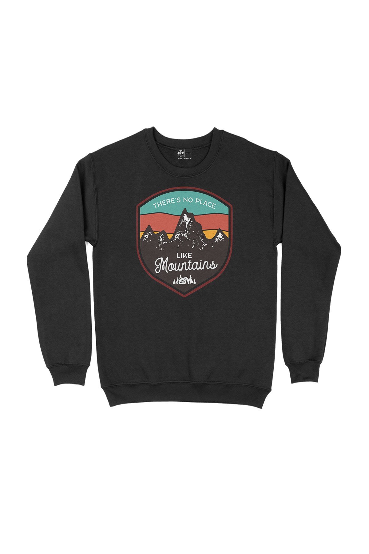 No Place Like Mountains Siyah Sweatshirt