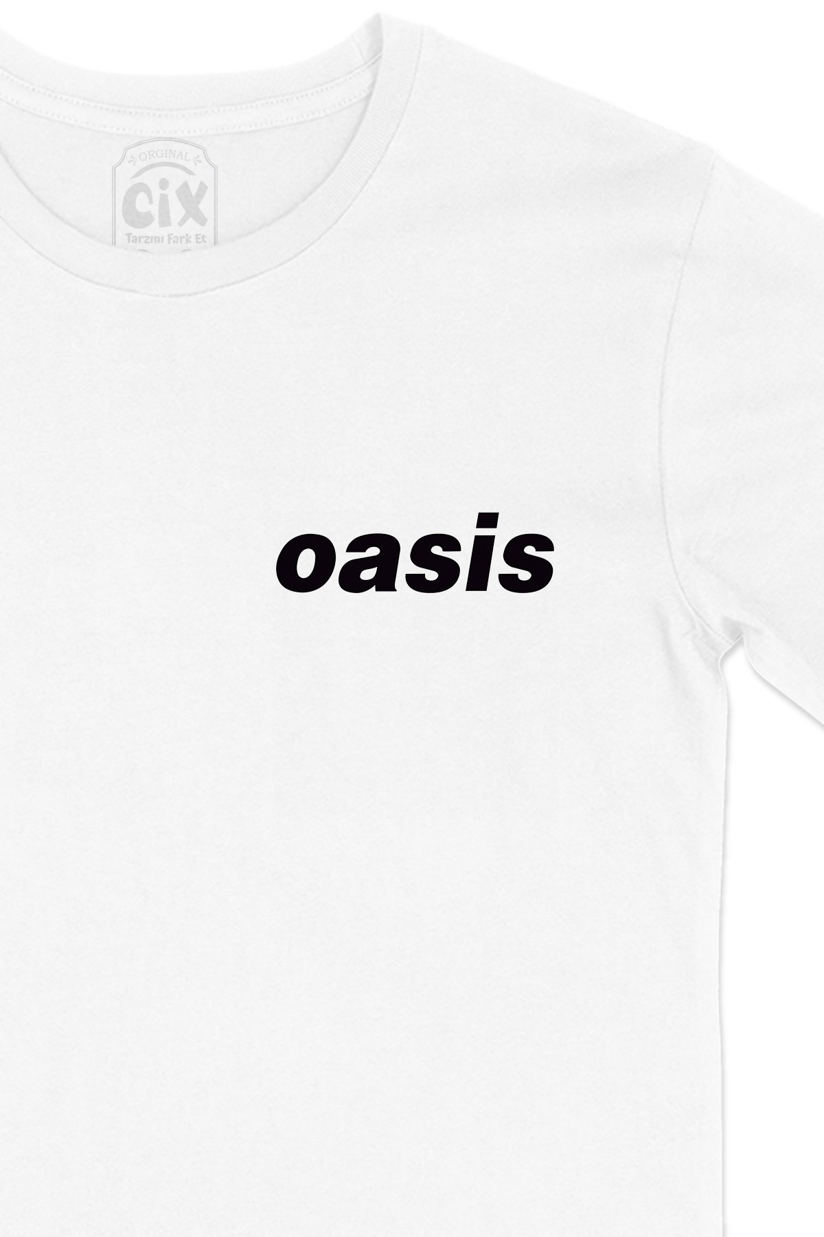 Oasis Cep Logo Tasarımlı Beyaz Tişört