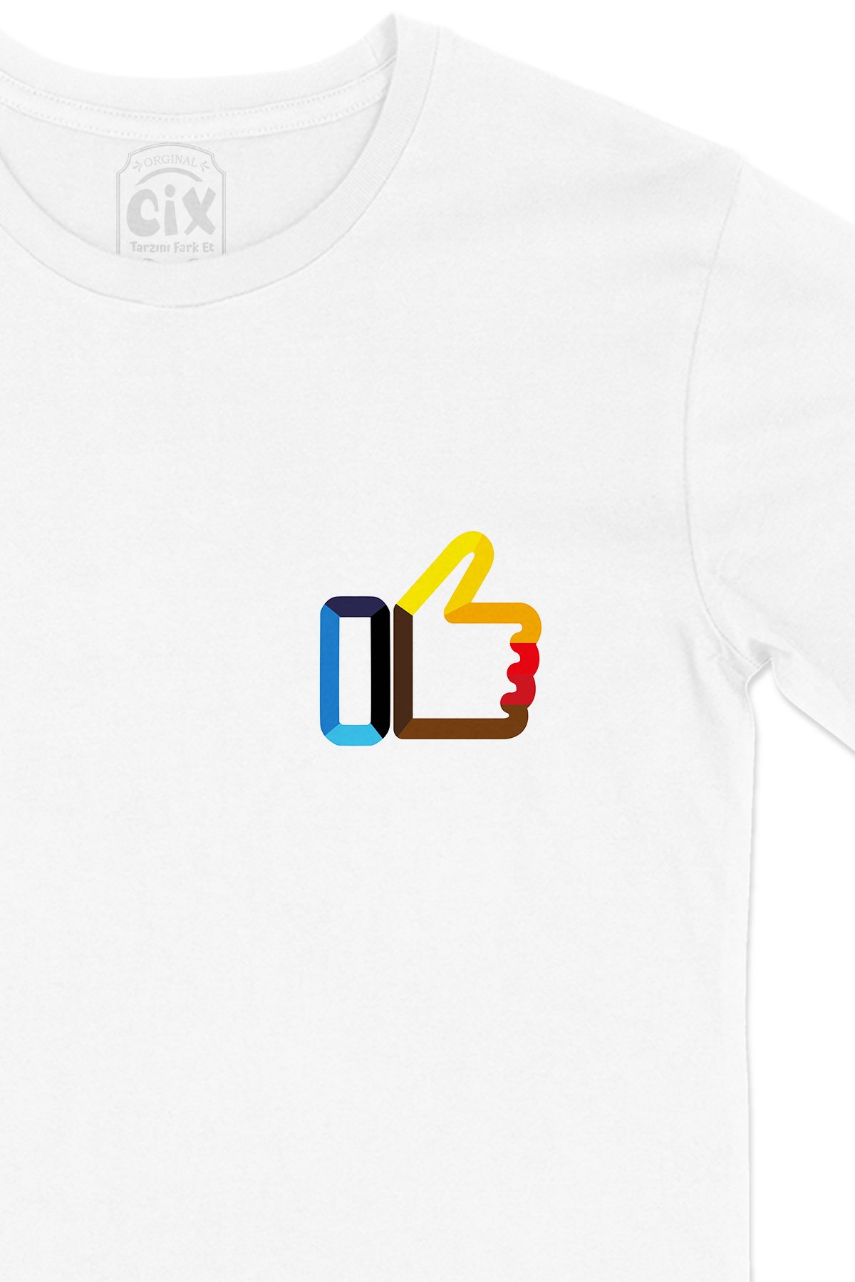 Okey Cep Logo Tasarımlı Beyaz Tişört