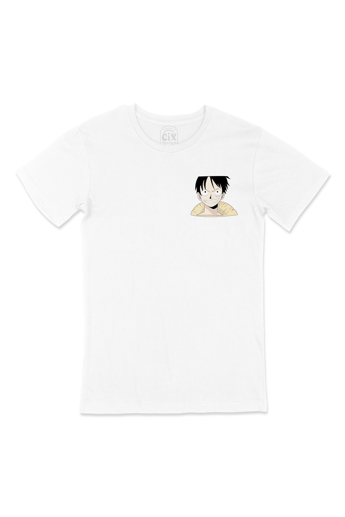 One Piece Monkey D. Luffy Cep Logo Tasarımlı Beyaz Tişört
