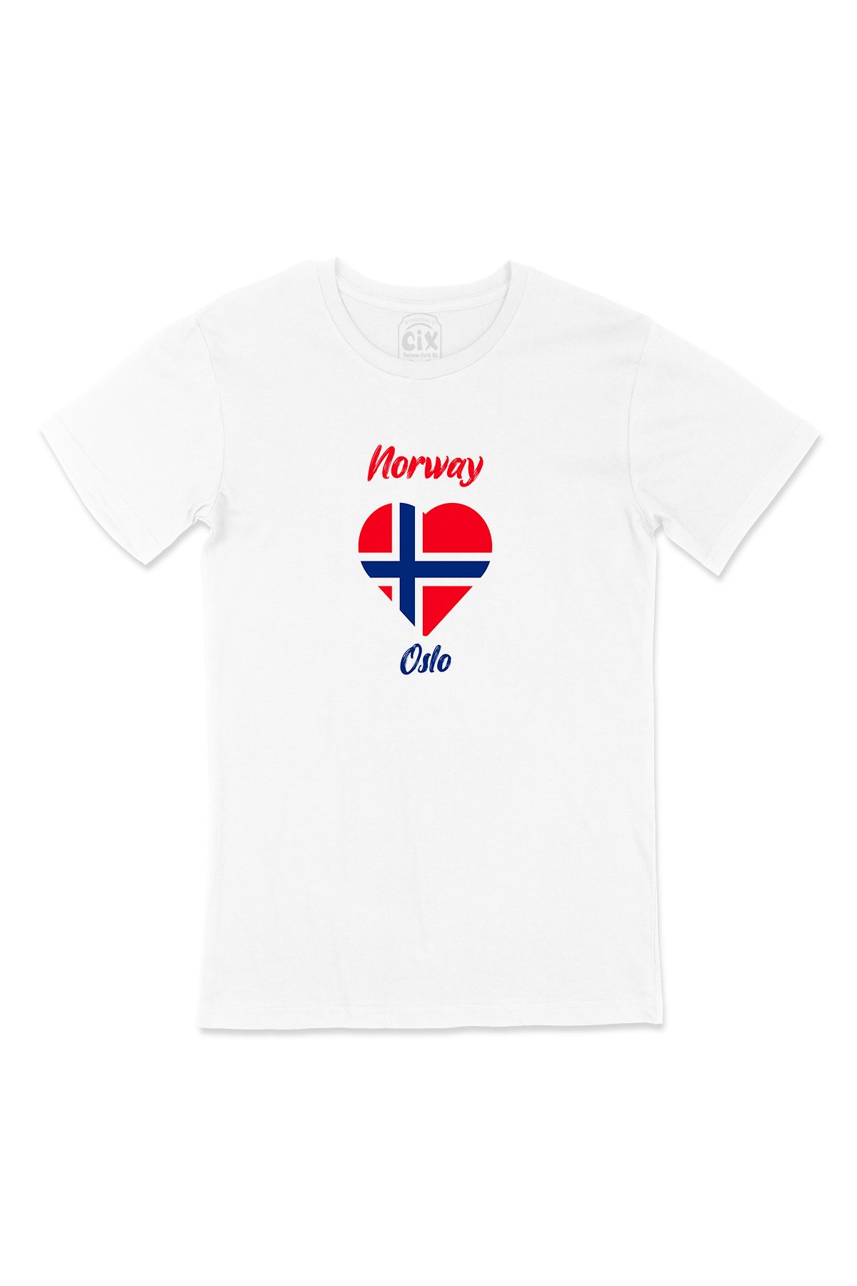 Oslo Norveç Bayraklı Kalpli Tişört