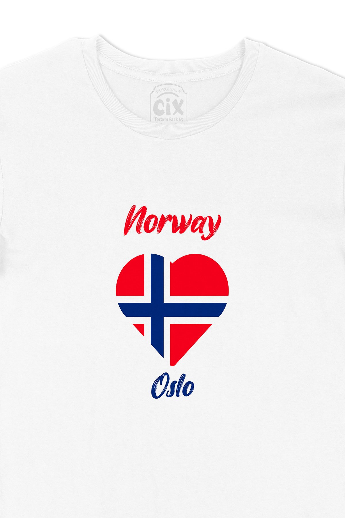 Oslo Norveç Bayraklı Kalpli Tişört