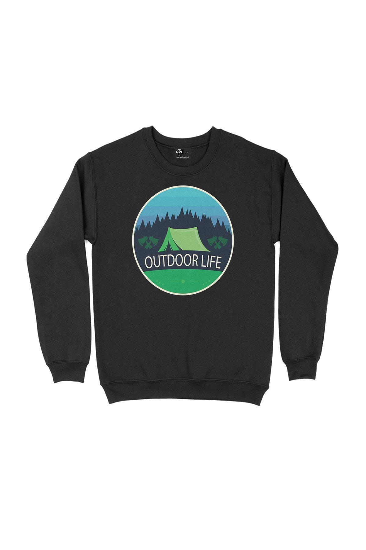 Outdoor Life Logolu Siyah Sweatshirt