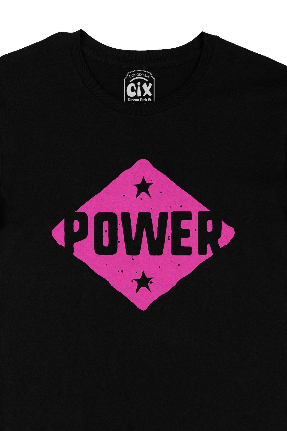 Pembe Power Siyah Tişört