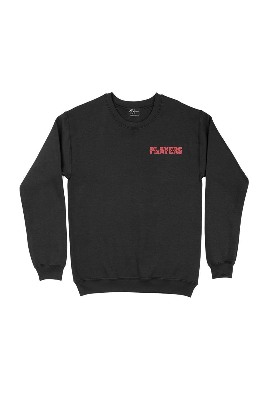 Players Oyuncular Cep Tasarım Baskılı Sweatshirt Players Oyuncular Cep Tasarım Baskılı Sweatshirt - Ücretsiz Kargo