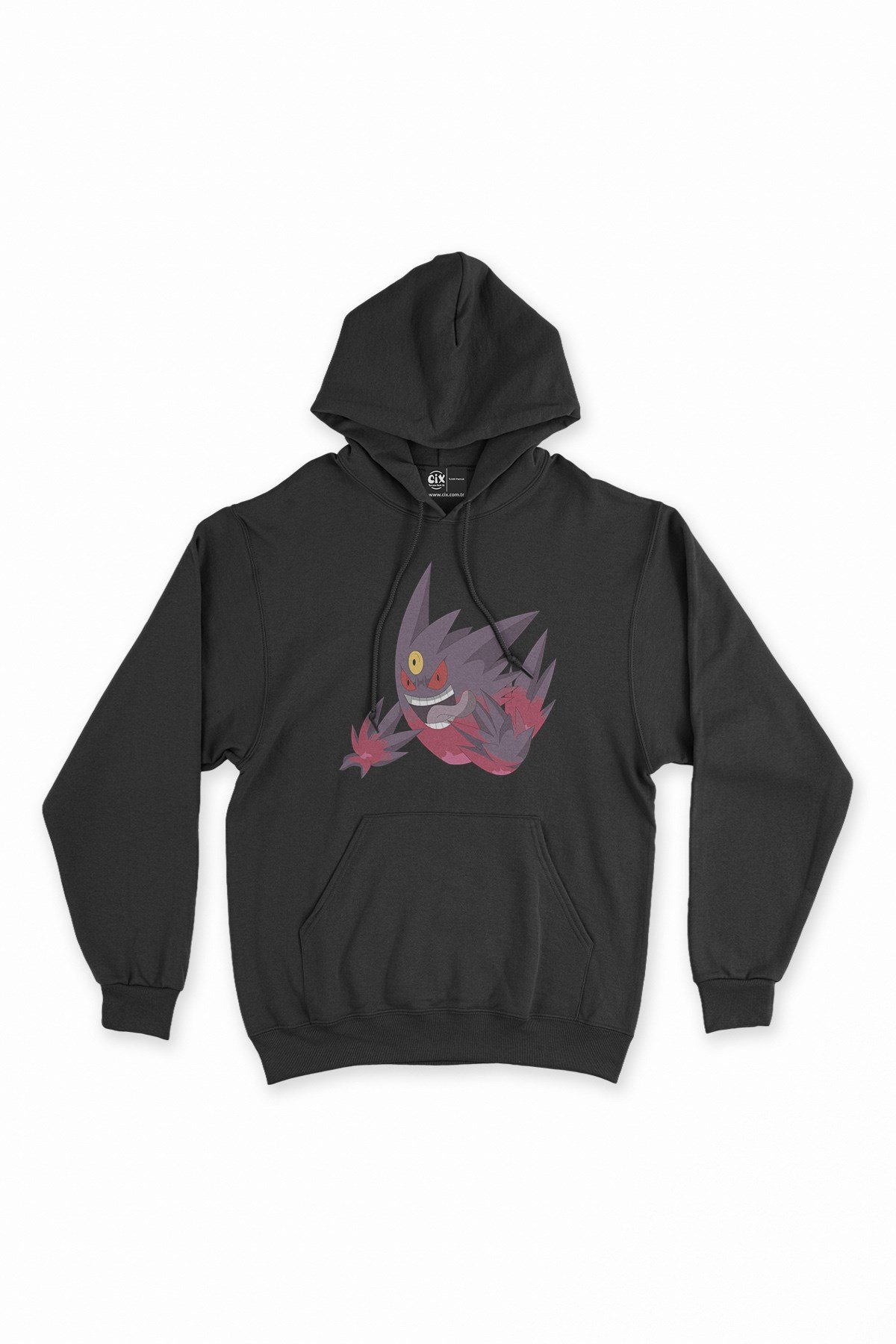 Pokemon Mega Gengar Siyah Kapşonlu Sweatshirt Hoodie